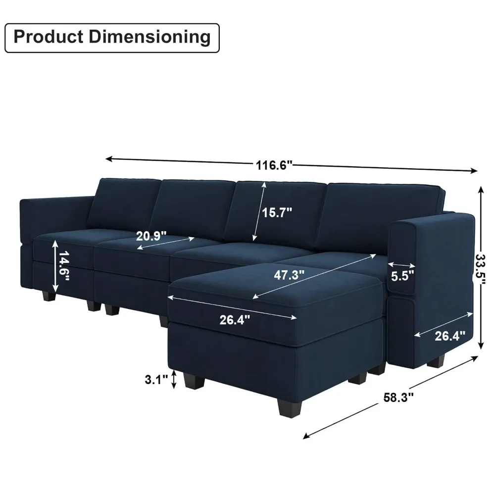 Modular Sectional Sofa Couch with Reversible Chaise Velvet L Shaped Storage 4-seat Convertible Blue, Customized
Modular Sectional Sofa Couch with Reversible Chaise Velvet L Shaped Storage 4-seat Convertible Blue, Customized