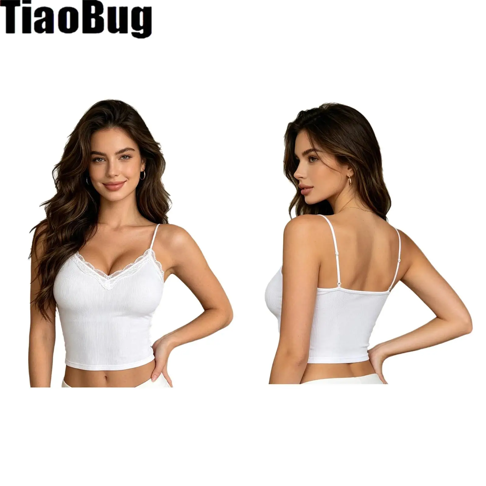 Womens V Neck with Lace Trim Straps Ribbed Tank Top Versatile Stretchy Camisole with Built-in Bra for Daily Wear Office Work
Womens V Neck with Lace Trim Straps Ribbed Tank Top Versatile Stretchy Camisole with Built-in Bra for Daily Wear Office Work