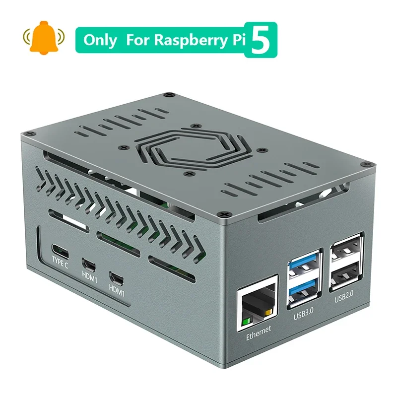 For Raspberry Pi 5 Metal Aluminum Case with 4010 PWM Fan Copper Heatsink Support X1000/X1001/X1003/N04/N05 PCIe Peripheral Board
For Raspberry Pi 5 Metal Aluminum Case with 4010 PWM Fan Copper Heatsink Support X1000/X1001/X1003/N04/N05 PCIe Peripheral Board