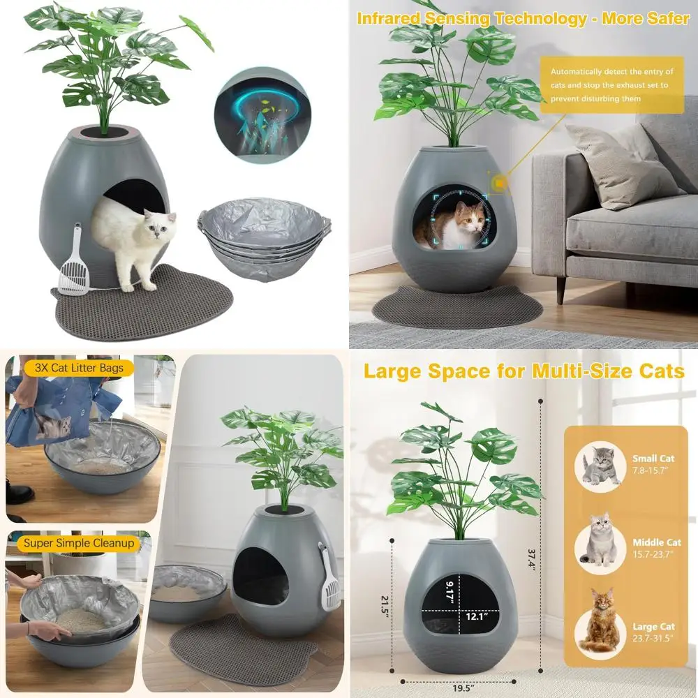 Large DIY Litter Box Enclosure with 5 Litter Liners, Plant Design, Smart Odor Removal for Cats and Bunnies
Large DIY Litter Box Enclosure with 5 Litter Liners, Plant Design, Smart Odor Removal for Cats and Bunnies