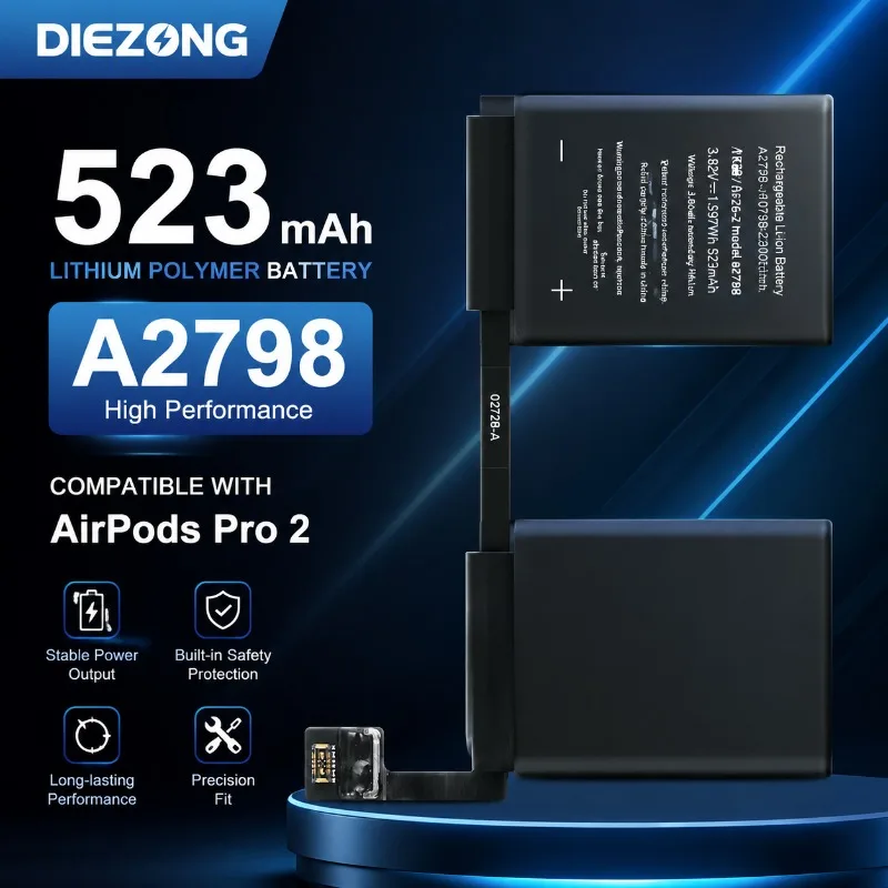 High Quality A2798 for AirPods Pro 2 Fifth Generation Earphone Charging Compartment Battery Replacement Bateria Grade A Cell
High Quality A2798 for AirPods Pro 2 Fifth Generation Earphone Charging Compartment Battery Replacement Bateria Grade A Cell