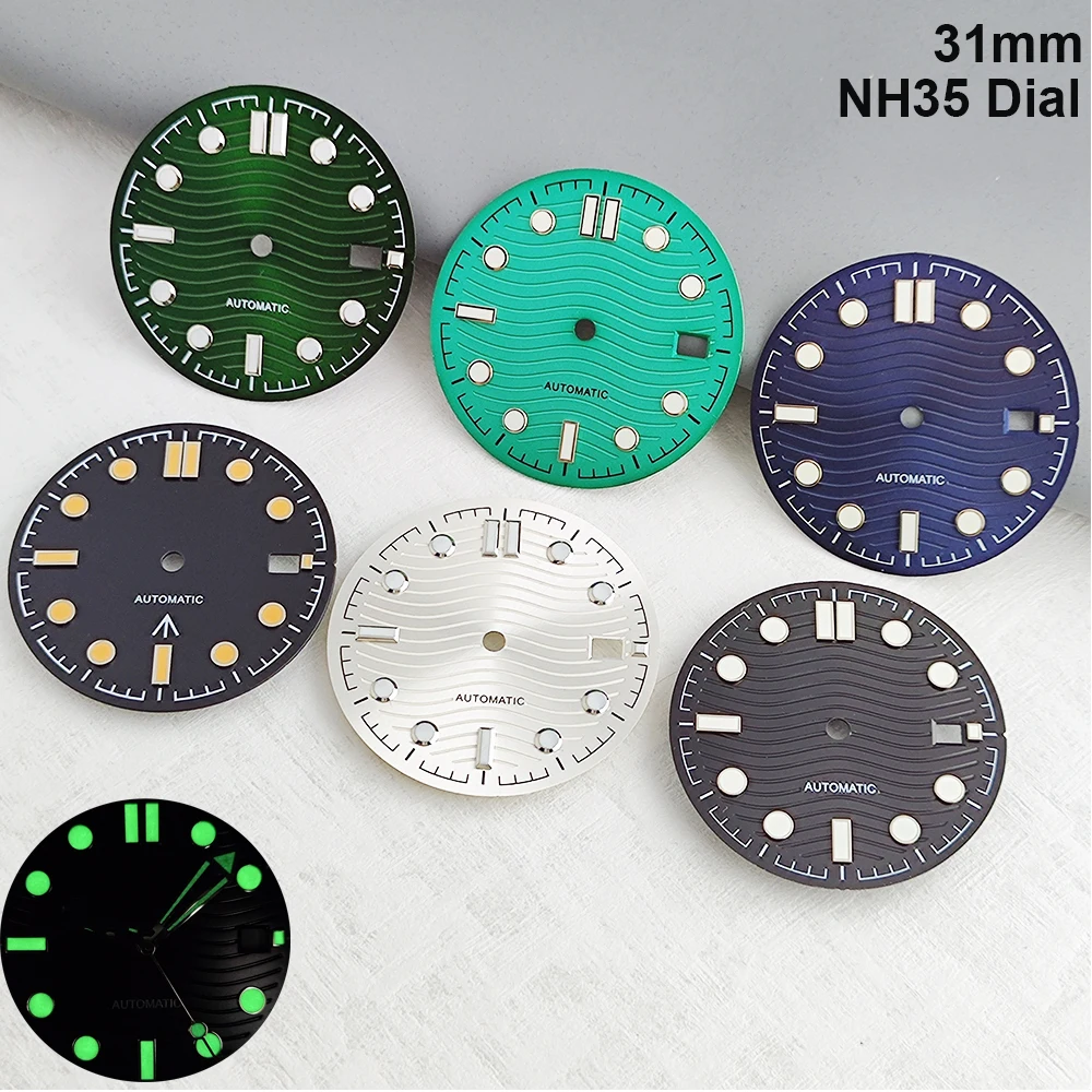NH35 31mm Man's Watch Dial Custom Logo Dial Suitable For NH35 Movement High Quality Green Luminous Watch Accessories Repair Tool
NH35 31mm Man's Watch Dial Custom Logo Dial Suitable For NH35 Movement High Quality Green Luminous Watch Accessories Repair Tool