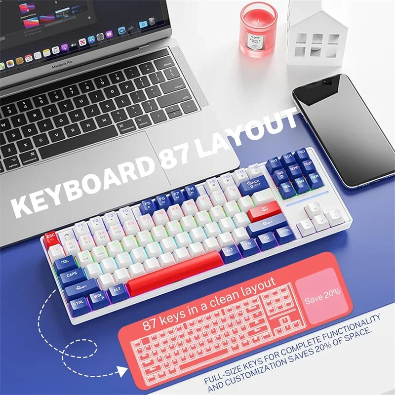 SMAILWOLF MK87 87-key Wireless Mechanical Keyboard Hot-swap Blue Axis Dual-mode Bluetooth Mechanical Keyboard Rainbow Light Game
SMAILWOLF MK87 87-key Wireless Mechanical Keyboard Hot-swap Blue Axis Dual-mode Bluetooth Mechanical Keyboard Rainbow Light Game