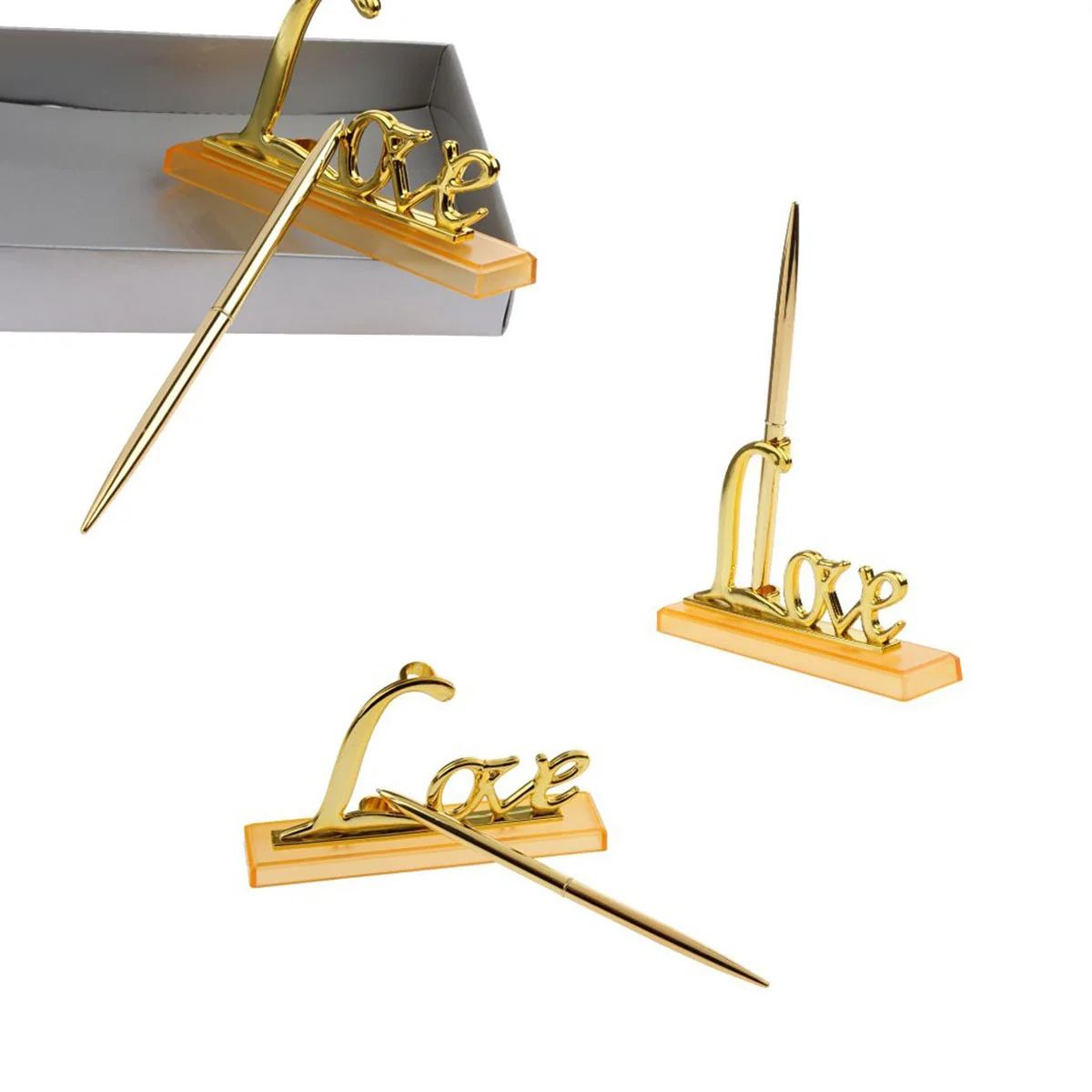 White Feather Signing Pen With Gold Plated Metal Love Holder For Wedding Guest Book Meeting Office Present Events Table Decor
White Feather Signing Pen With Gold Plated Metal Love Holder For Wedding Guest Book Meeting Office Present Events Table Decor