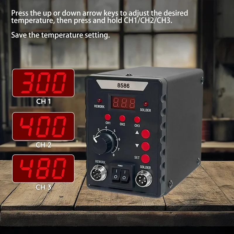 【Premium】2 IN 1 8586 Soldering Station 750W Hot Air Solder Station 3 Temperature Records Hot Air Solder Iron Welding Tools
【Premium】2 IN 1 8586 Soldering Station 750W Hot Air Solder Station 3 Temperature Records Hot Air Solder Iron Welding Tools