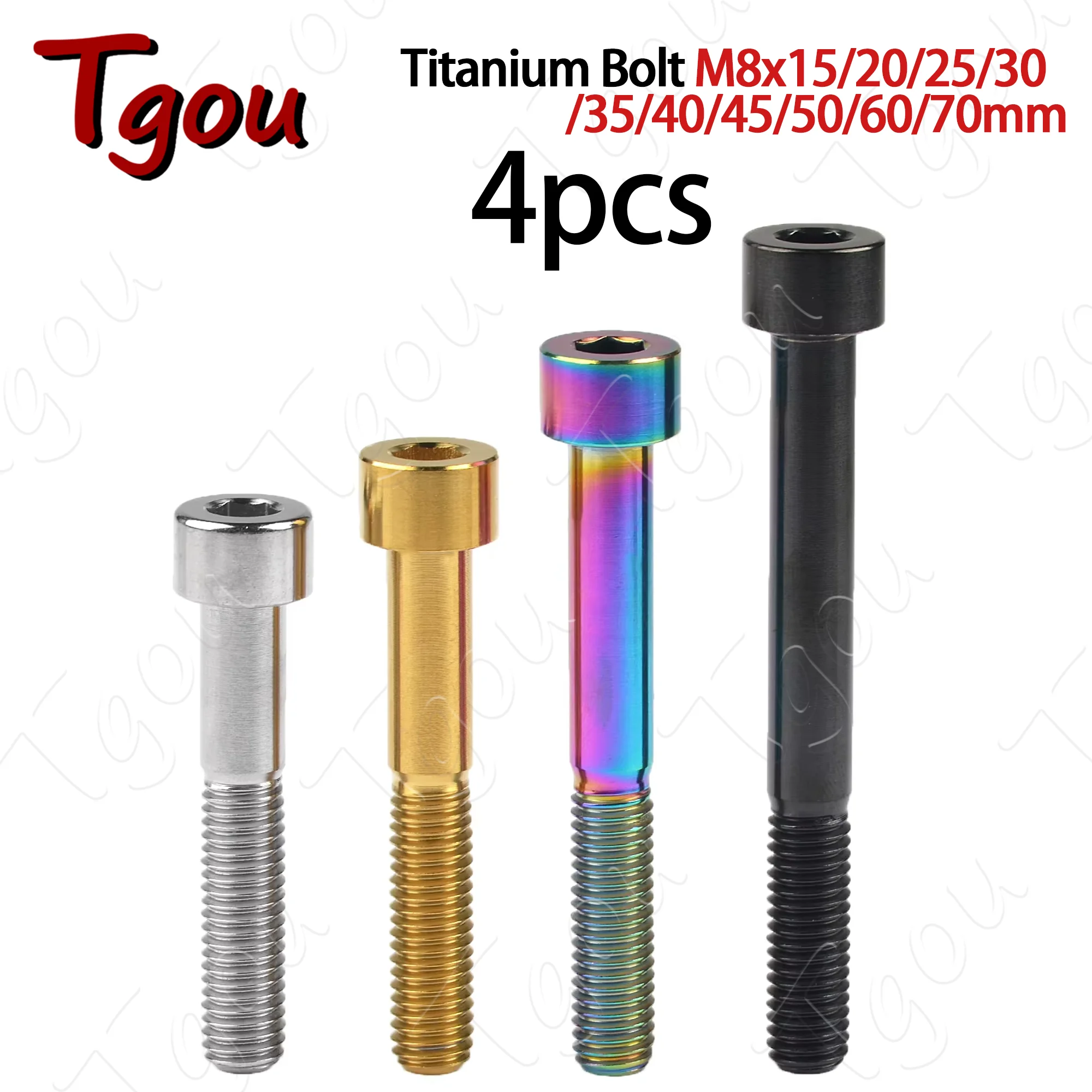 Tgou Titanium Bolts M8x15 20 25 30 35 40 45 50 60 70mm DIN912 Cap Socket Hex Allen Head Screws Ti Grade 5 Fasteners 4pcs
Tgou Titanium Bolts M8x15 20 25 30 35 40 45 50 60 70mm DIN912 Cap Socket Hex Allen Head Screws Ti Grade 5 Fasteners 4pcs