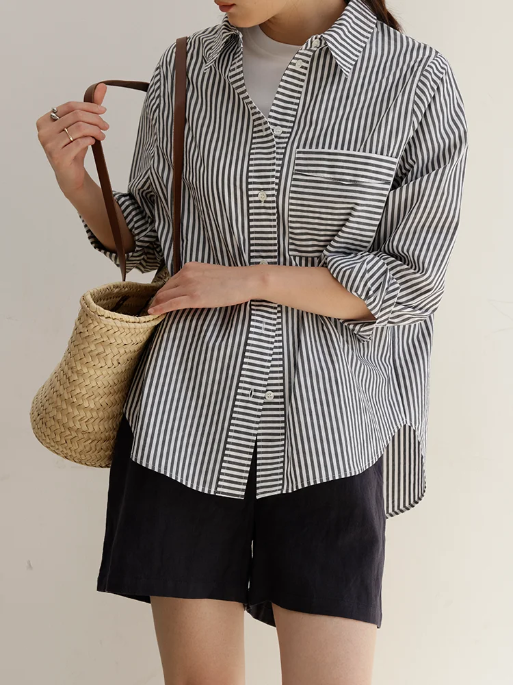 Soft Pure Cotton Long Sve Striped irt Close Ocean Sunlight Drng Texture High Branch Autumn Sle Women's Loose Fit irt
Soft Pure Cotton Long Sve Striped irt Close Ocean Sunlight Drng Texture High Branch Autumn Sle Women's Loose Fit irt