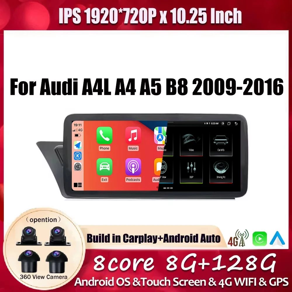 Audio Radio Multimedia Player Carplay Android Auto Wifi 4G Bluetooth 10.25inch Touch Screen For Audi A4L A4 A5 B8 2009 2010-2016
Audio Radio Multimedia Player Carplay Android Auto Wifi 4G Bluetooth 10.25inch Touch Screen For Audi A4L A4 A5 B8 2009 2010-2016