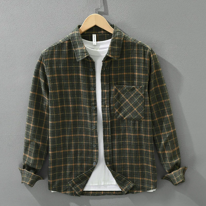 Японская винтажная клетчатая рубашка для мужчин, повседневные рубашки с длинным рукавом, мужская весенне-осенняя рубашка с лацканами и кишенями, матовая рубашка, повседневная одежда
Японская винтажная клетчатая рубашка для мужчин, повседневные рубашки с длинным рукавом, мужская весенне-осенняя рубашка с лацканами и кишенями, матовая рубашка, повседневная одежда