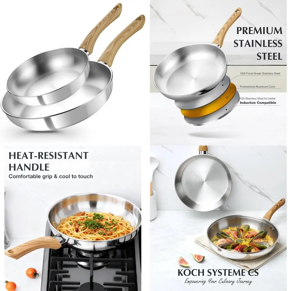 Набор сковородок из нержавеющей стали с термостойкими ручками и трехслойным основанием, готовым к индукции, для превосходства приготовления пищи
Набор сковородок из нержавеющей стали с термостойкими ручками и трехслойным основанием, готовым к индукции, для превосходства приготовления пищи