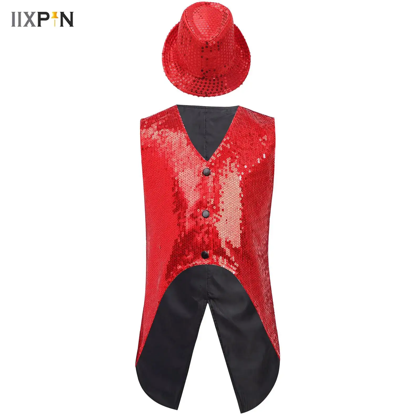 Kids Girls Boys Shiny Sequins Vest Waistcoat Sleeveless Formal Suit Jacket Outerwear+Hat 5Pcs for Jazz Dance Party Performance
Kids Girls Boys Shiny Sequins Vest Waistcoat Sleeveless Formal Suit Jacket Outerwear+Hat 5Pcs for Jazz Dance Party Performance