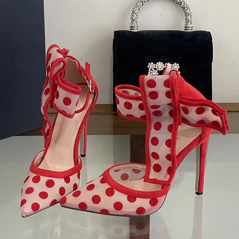 Liyke Elegant Pointed Toe Red High Heels Wedding Prom Shoe Fashion Polka Dot Mesh Bowknot Pumps Women Slingback Sandal Size 42
Liyke Elegant Pointed Toe Red High Heels Wedding Prom Shoe Fashion Polka Dot Mesh Bowknot Pumps Women Slingback Sandal Size 42