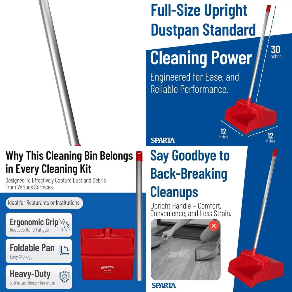 Red Plastic Dustpan with Serrated Edge, Aluminum Handle, 30, Yoke Lock for Easy Storage
Red Plastic Dustpan with Serrated Edge, Aluminum Handle, 30, Yoke Lock for Easy Storage