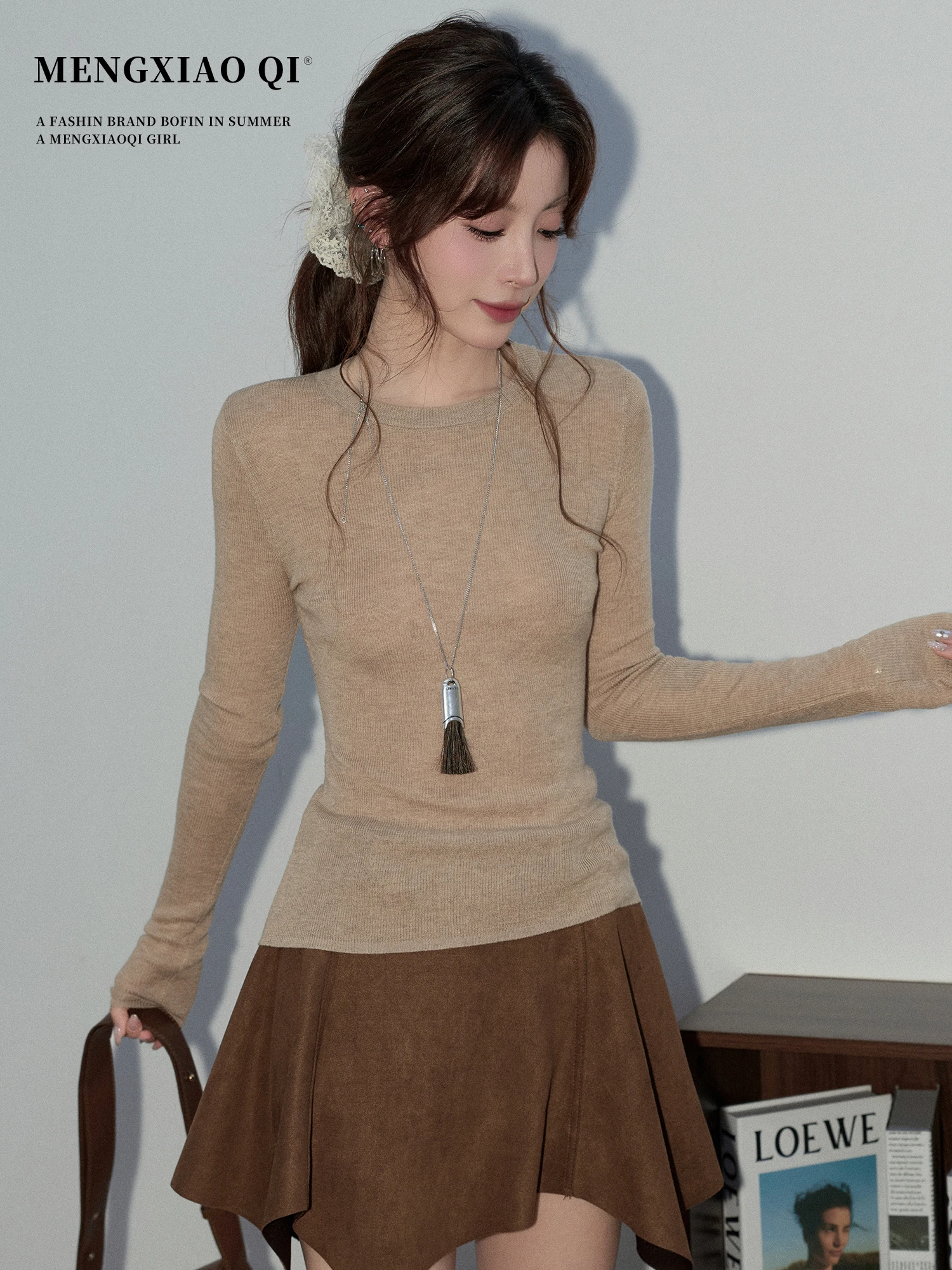 Retro round Ne Long Sve Knitted Sweater Women's Slim Fit Inner Wear Base Layer Slimming Top Early Spring New Sle
Retro round Ne Long Sve Knitted Sweater Women's Slim Fit Inner Wear Base Layer Slimming Top Early Spring New Sle