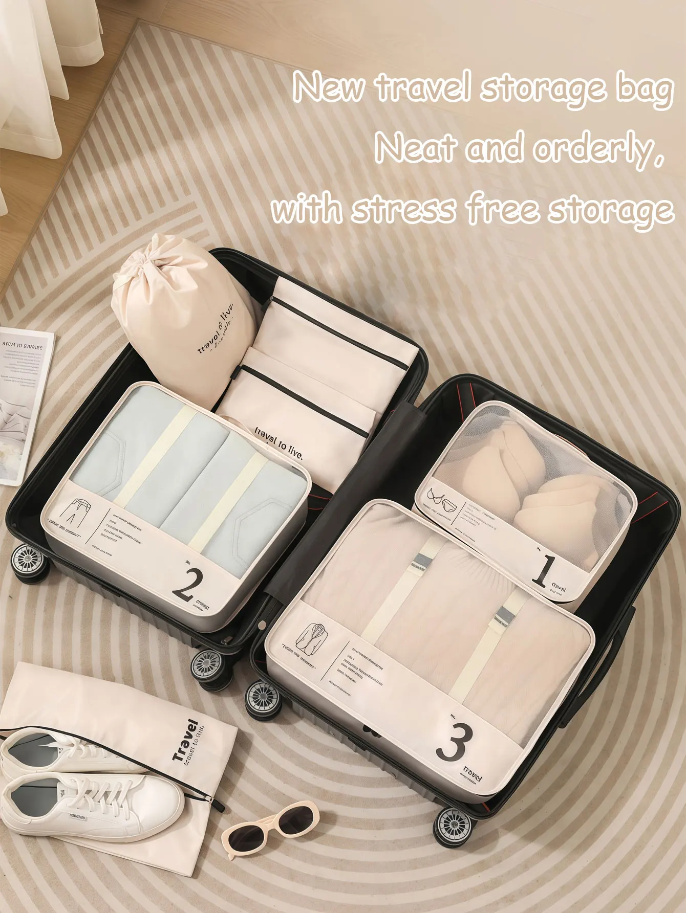 7pcs/set Travel storage bag seven piece set luggage, clothing sorting bag, travel clothes, underwear, portable storage bag
7pcs/set Travel storage bag seven piece set luggage, clothing sorting bag, travel clothes, underwear, portable storage bag