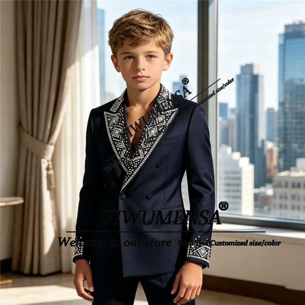 Brilliant Beaded Stones Boy's Suit For Wedding Double Breasted Jacket Pants 2 Piece Sets Children Formal Party Tuxedos Kids Gown
Brilliant Beaded Stones Boy's Suit For Wedding Double Breasted Jacket Pants 2 Piece Sets Children Formal Party Tuxedos Kids Gown