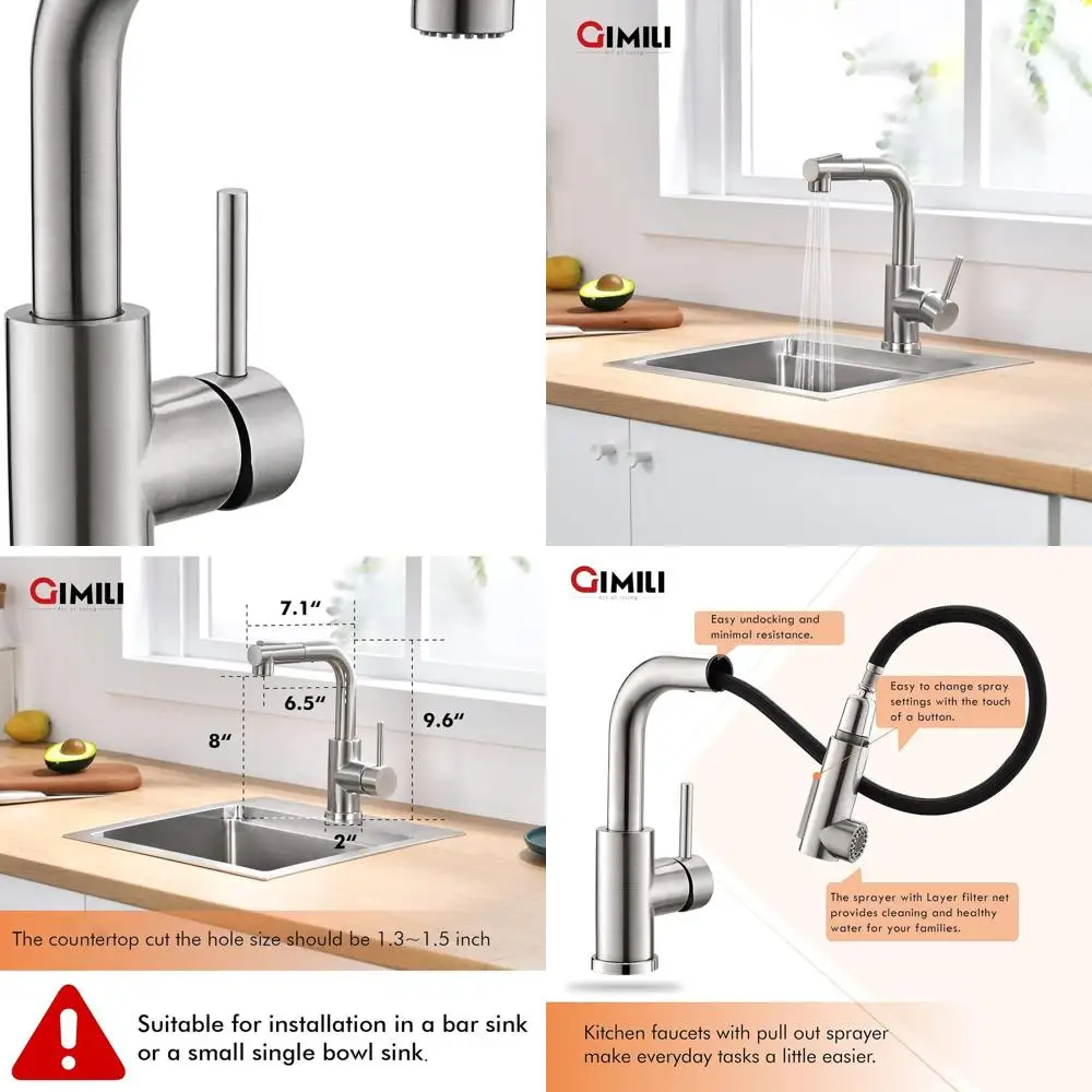 Выдвижной кухонный смеситель с одной ручкой и горячей/холодной отделкой из матового никеля
Выдвижной кухонный смеситель с одной ручкой и горячей/холодной отделкой из матового никеля