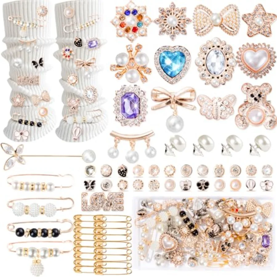 65Pcs junk socks charms kit Safety Pin Brooch Shoe Charms for Sneakers Brooches and Pins for Women Pearl Rhinestone Brooch hat
65Pcs junk socks charms kit Safety Pin Brooch Shoe Charms for Sneakers Brooches and Pins for Women Pearl Rhinestone Brooch hat