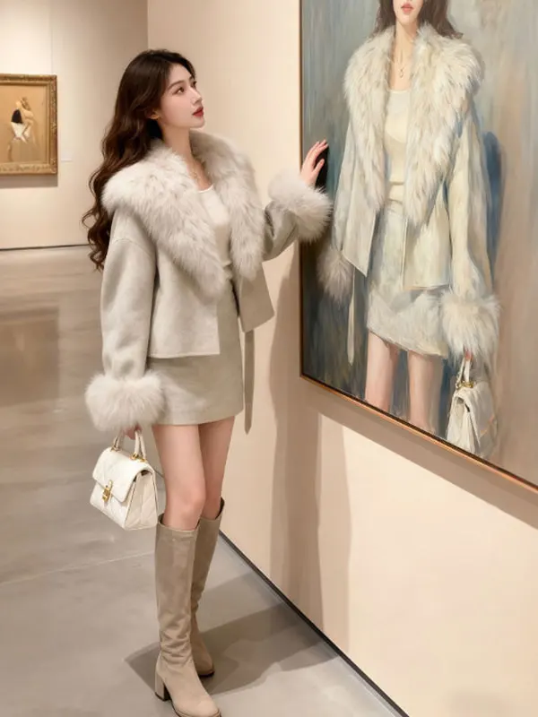 Chic Jiangsu Shanghai Miss Money Two-Piece Set Korean Style Unique Super Cute Fur Collar Woolen Coat Skirt Winter Fashion
Chic Jiangsu Shanghai Miss Money Two-Piece Set Korean Style Unique Super Cute Fur Collar Woolen Coat Skirt Winter Fashion