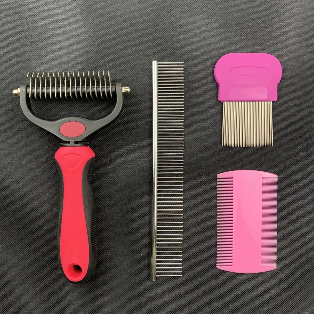 Pets Grooming Brush Comb Kit,Double-Side Deshedding Dematting Dog Brush,Undercoat Rake for Dogs & Cats,with Metal Comb,Flea Comb
Pets Grooming Brush Comb Kit,Double-Side Deshedding Dematting Dog Brush,Undercoat Rake for Dogs & Cats,with Metal Comb,Flea Comb