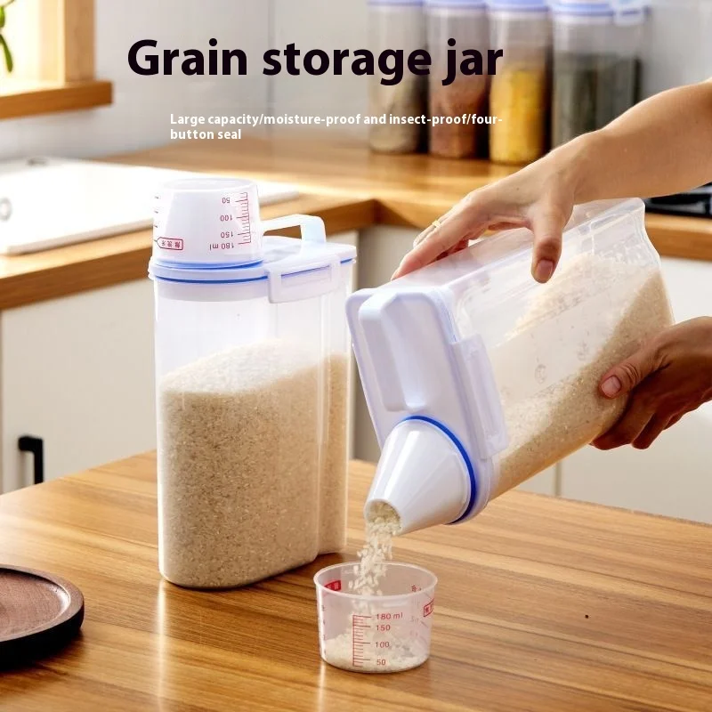 Portable sealed rice bucket, moisture-proof and insect-proof rice, kitchen storage container, kitchen supplies
Portable sealed rice bucket, moisture-proof and insect-proof rice, kitchen storage container, kitchen supplies