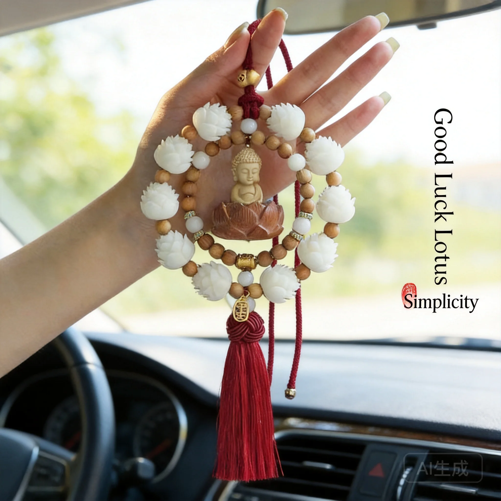 Car rearview mirror hanging pendant for car interior decor peach wood lotus small buddha design double loop auto ornament 2026
Car rearview mirror hanging pendant for car interior decor peach wood lotus small buddha design double loop auto ornament 2026