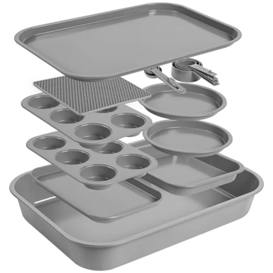 Non-Toxic PFOA-Free Stackable Bakeware Set Professional Gauge Carbon Steel Space-Saving 11pc Nonstick Baking Pans: 6-Cup Muffin
Non-Toxic PFOA-Free Stackable Bakeware Set Professional Gauge Carbon Steel Space-Saving 11pc Nonstick Baking Pans: 6-Cup Muffin