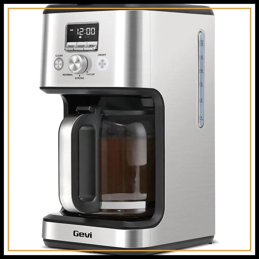 14-Cup Programmable Drip Coffee Maker with LCD, Strong & Normal Brew, 2-Hour Keep Warm, Pause & Serve, Auto Shut Off, Silver
14-Cup Programmable Drip Coffee Maker with LCD, Strong & Normal Brew, 2-Hour Keep Warm, Pause & Serve, Auto Shut Off, Silver