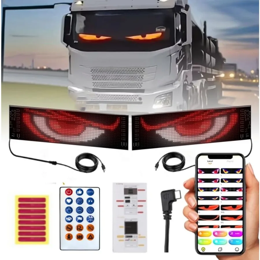 2PCS Devil Eyes Light for Cars Car Window Flexible LED Display Screen Panel Dynamic Big Eye Lights for Windshield with APP Cont
2PCS Devil Eyes Light for Cars Car Window Flexible LED Display Screen Panel Dynamic Big Eye Lights for Windshield with APP Cont
