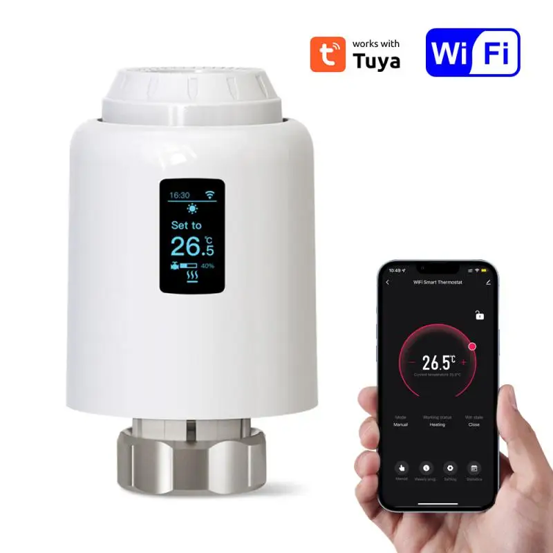 Tuya ZigBee/WIFI Thermostatic Radiator Valve Wireless TRV Radiator Actuator Temperature Controller Alexa Google Home App Control
Tuya ZigBee/WIFI Thermostatic Radiator Valve Wireless TRV Radiator Actuator Temperature Controller Alexa Google Home App Control