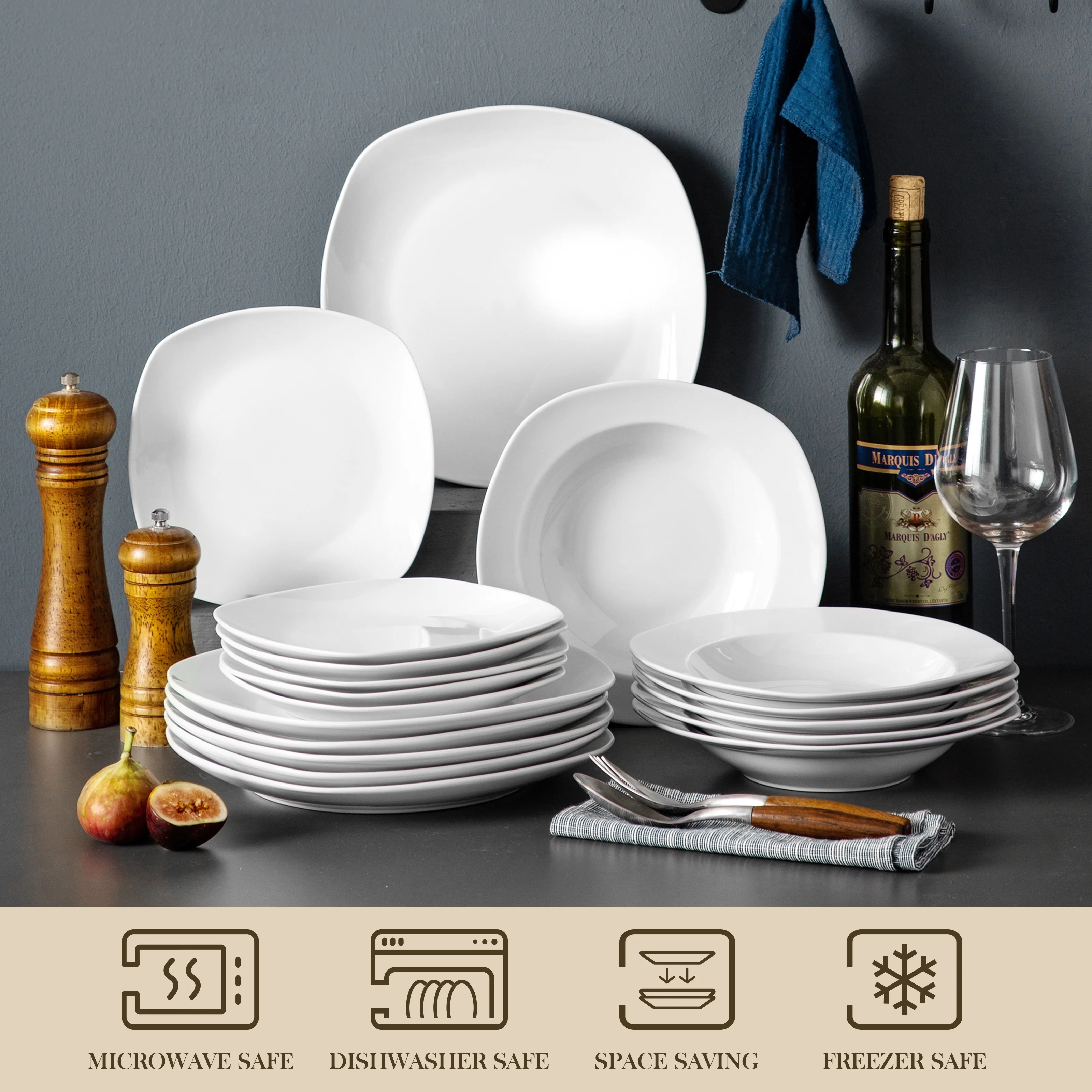18-Piece Ivory White Porcelain Dinnerware Set – Elegant Plates, Bowls & Cups for 6 People
18-Piece Ivory White Porcelain Dinnerware Set – Elegant Plates, Bowls & Cups for 6 People