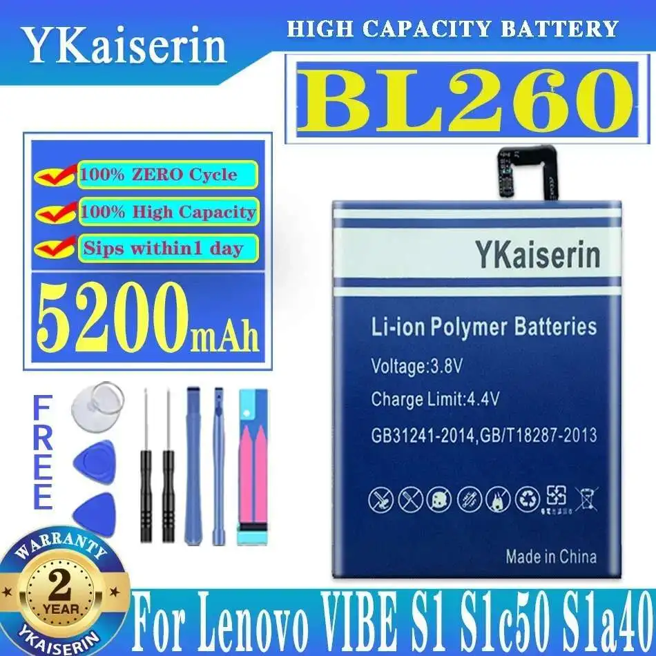 5200Mah High Compatibility Lightweight Mobile Phone Battery For Lenovo Vibe S1 Lite S1la40 BL260
5200Mah High Compatibility Lightweight Mobile Phone Battery For Lenovo Vibe S1 Lite S1la40 BL260