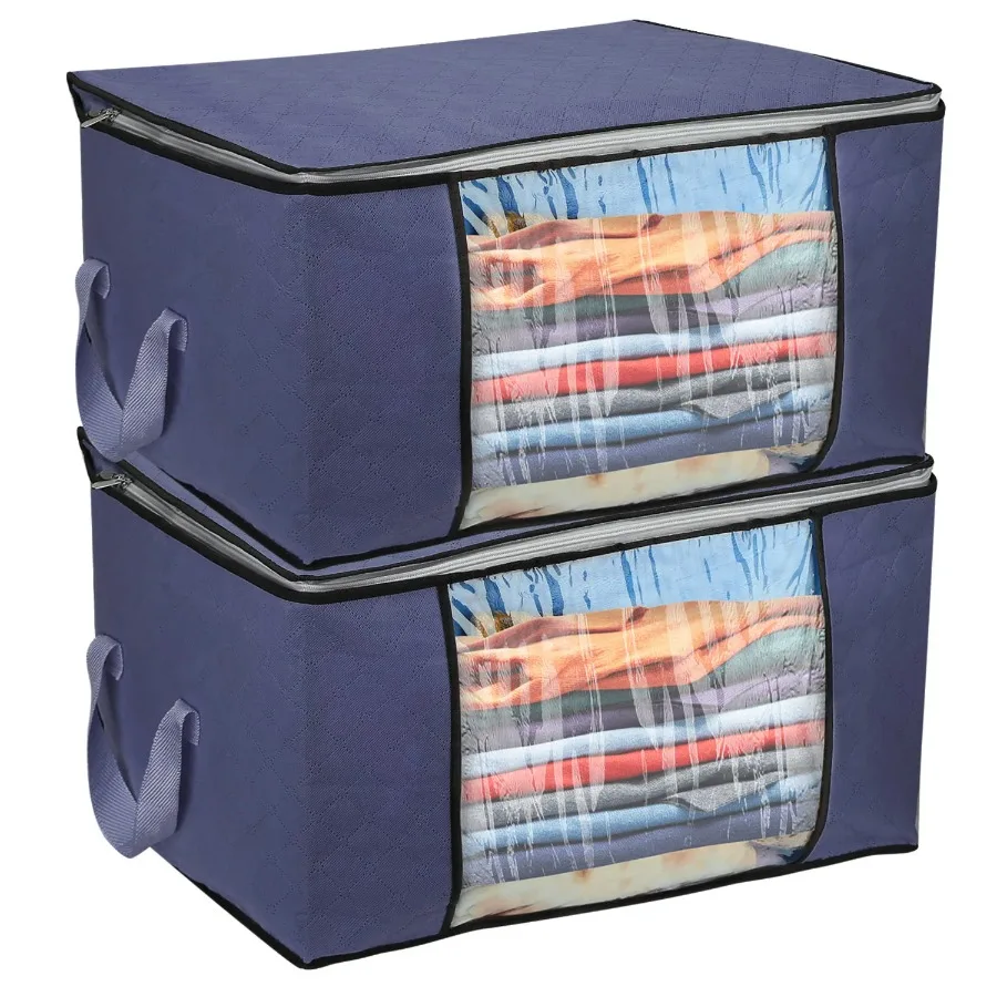 2 Pcs Clothes Storage Bag 90L Large Capacity Foldable Closet Organizer Thick Fabric Clear Window Dual-Zipper
2 Pcs Clothes Storage Bag 90L Large Capacity Foldable Closet Organizer Thick Fabric Clear Window Dual-Zipper