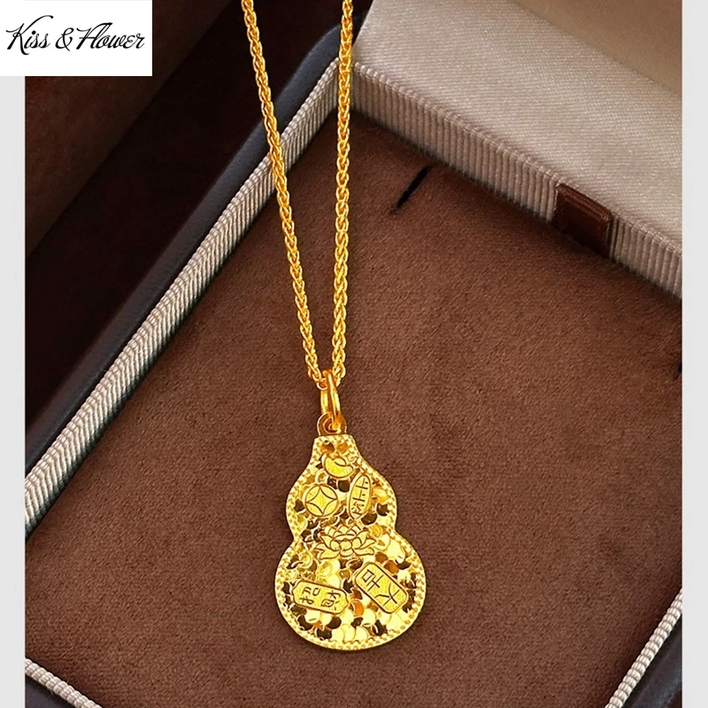 KISS&FLOWER 24KT Gold Vintage Calabash Necklace Pendants For Women Wedding Party Birthday Christmas Bride Mother Girl Gift PD234
KISS&FLOWER 24KT Gold Vintage Calabash Necklace Pendants For Women Wedding Party Birthday Christmas Bride Mother Girl Gift PD234