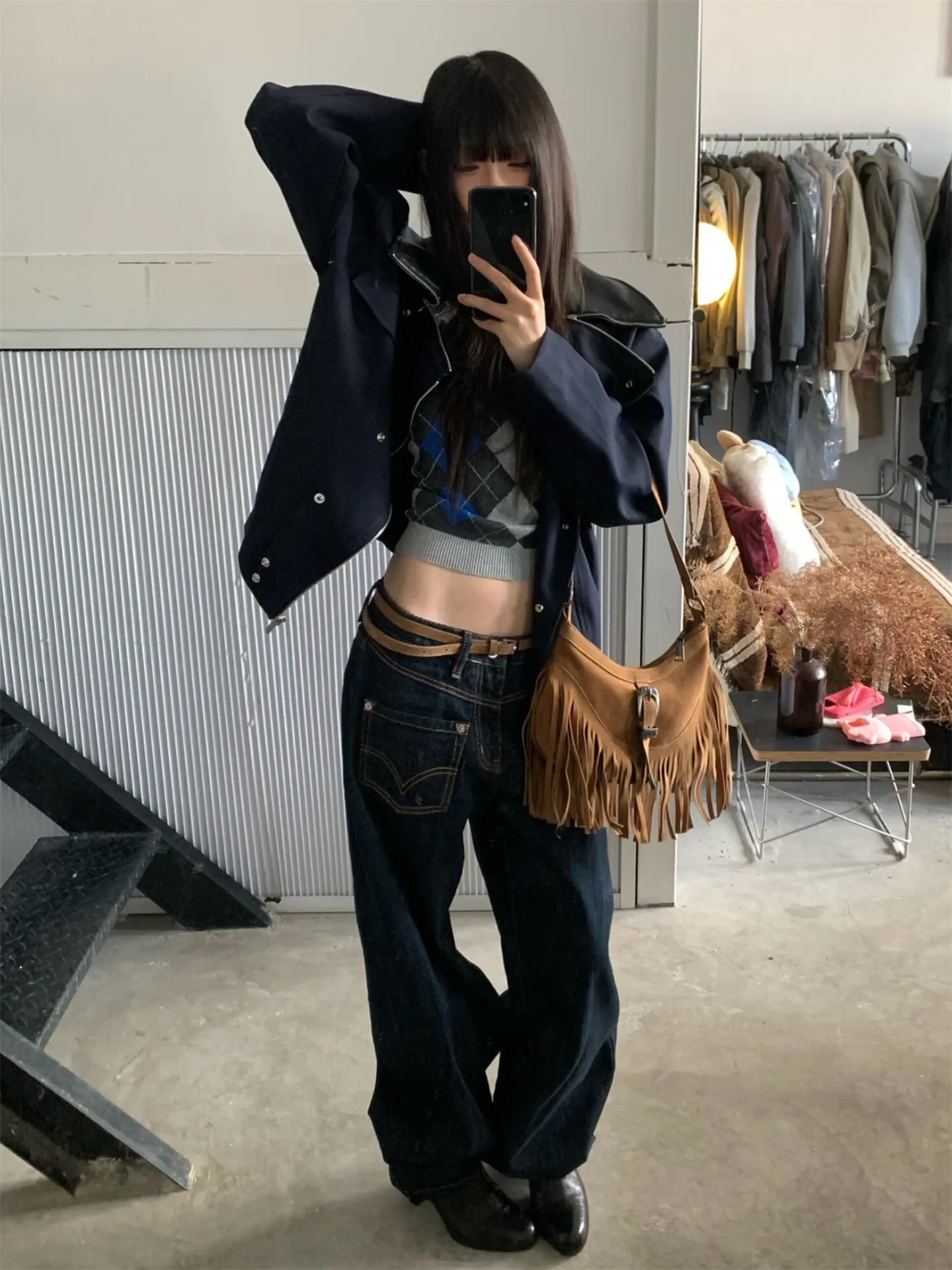 Retro Deep Blue Low Waist Straight Leg Wide Leg Jeans Women's Autumn Winter Loose Slimming Long Floor Length Pants
Retro Deep Blue Low Waist Straight Leg Wide Leg Jeans Women's Autumn Winter Loose Slimming Long Floor Length Pants