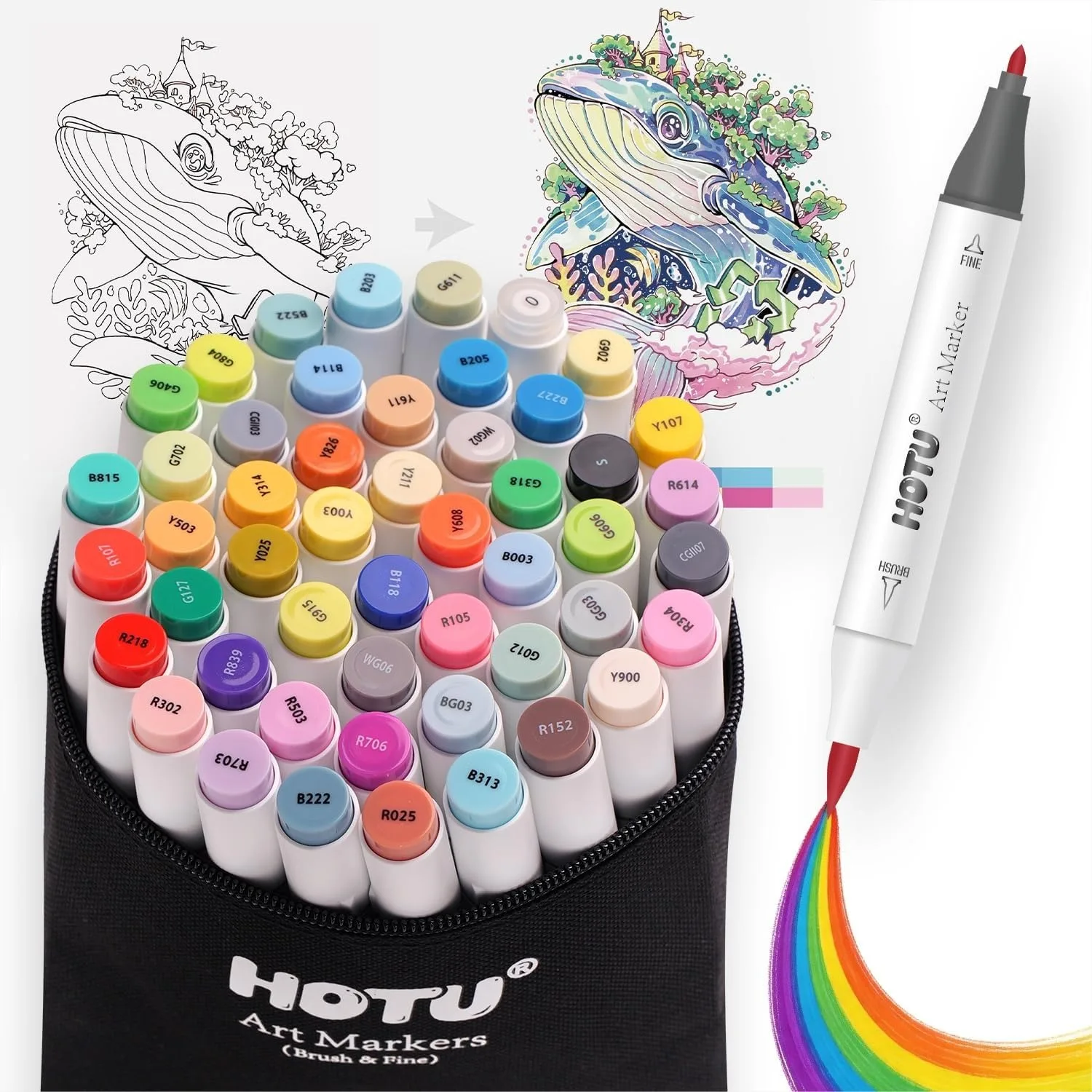 50 Colors Alcohol Markers with Brush & Fine Tip for Adult Coloring, Art Markers Set with 4 Coloring Cards for Beginners
50 Colors Alcohol Markers with Brush & Fine Tip for Adult Coloring, Art Markers Set with 4 Coloring Cards for Beginners