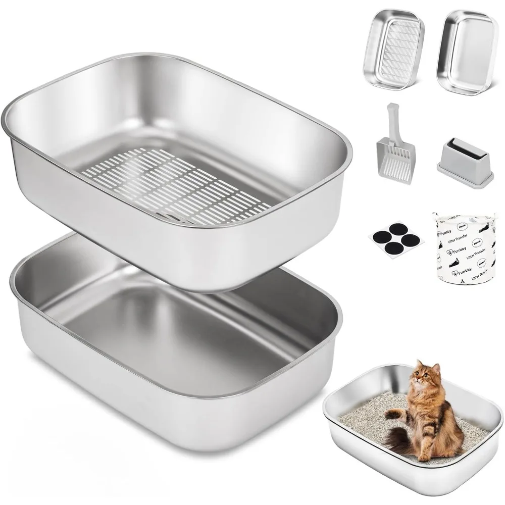 Sifting Litter Box with Lid, Metal Litter Pan with Scoop for Big Cats Multi Cat, Extra Large Cats Litterbox Odor
Sifting Litter Box with Lid, Metal Litter Pan with Scoop for Big Cats Multi Cat, Extra Large Cats Litterbox Odor