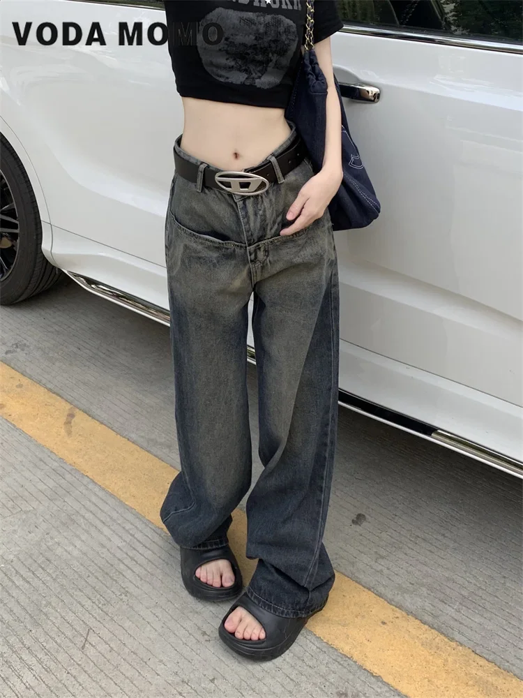 Vintage Fashion Harajuku Streetwear Wide Leg Denim Trouser Straight Baggy Denim Pants High Waist Women Hip-hop Jeans Korean
Vintage Fashion Harajuku Streetwear Wide Leg Denim Trouser Straight Baggy Denim Pants High Waist Women Hip-hop Jeans Korean