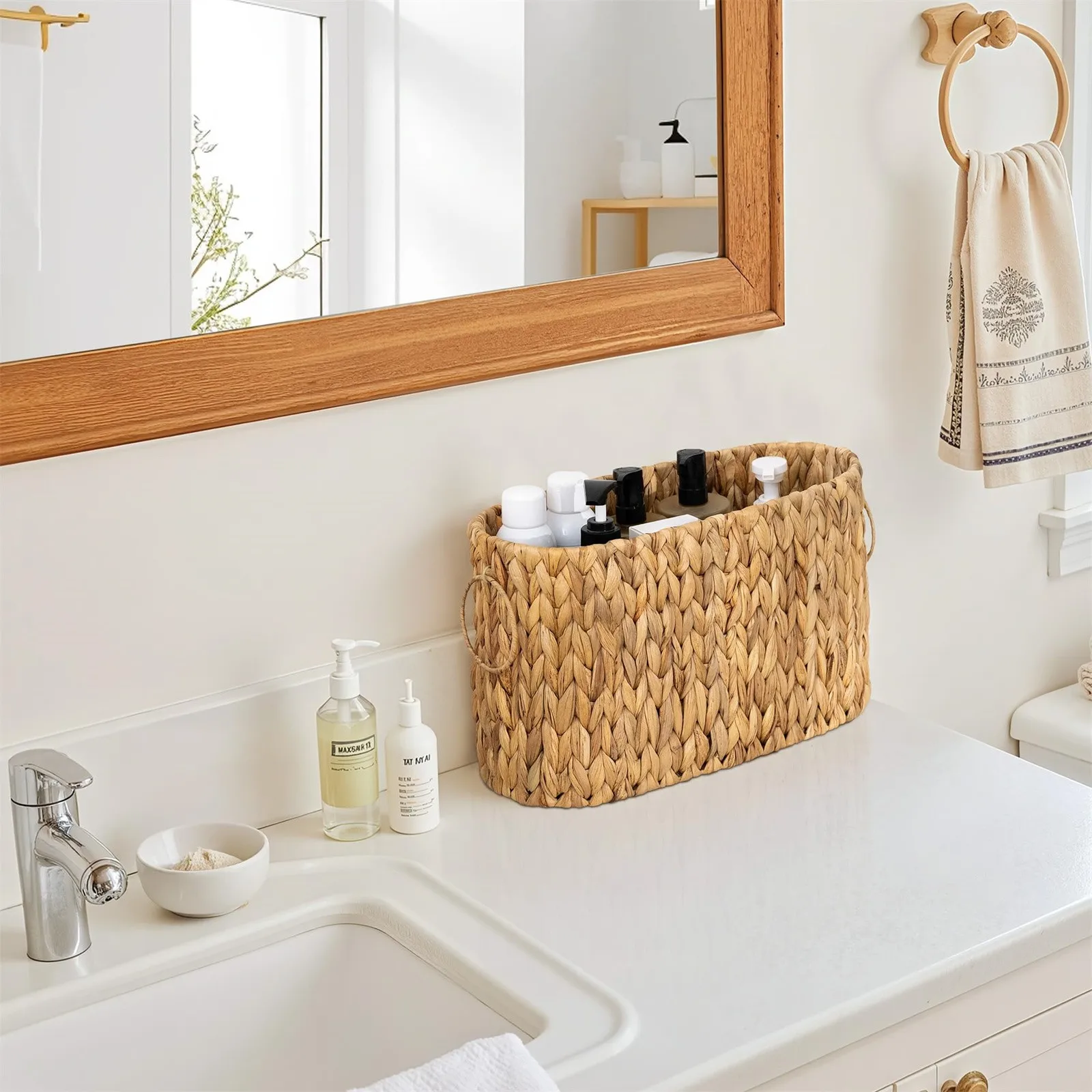 Прямоугольный ящик для хранения, плетеная корзина для хранения из искусственного ротанга, настольная корзина для хранения закусок, всякая всячина, корзина для хранения в ванной комнате, спальне
Прямоугольный ящик для хранения, плетеная корзина для хранения из искусственного ротанга, настольная корзина для хранения закусок, всякая всячина, корзина для хранения в ванной комнате, спальне