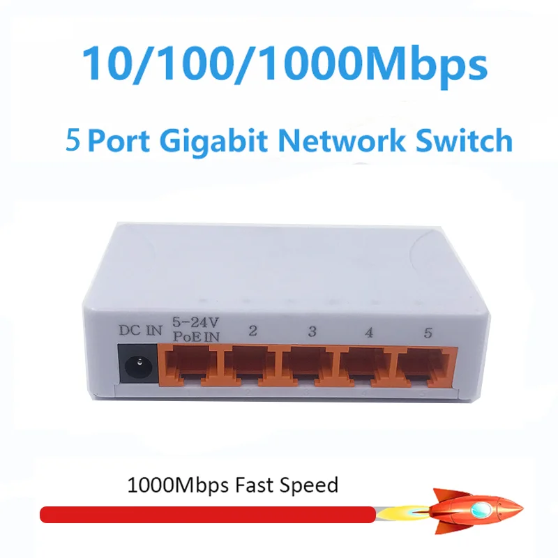 5 Port 1000Mbps Gigabit Network Switch Ethernet Smart Switcher High Performance RJ45 Hub Internet Splitter
5 Port 1000Mbps Gigabit Network Switch Ethernet Smart Switcher High Performance RJ45 Hub Internet Splitter