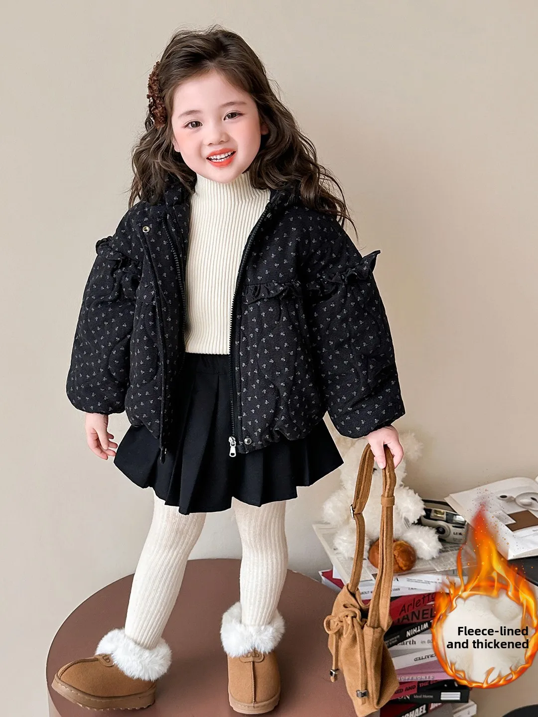 Thiened Floral Cotton Jaet for Little Girls Warm Fce Lined Hooded Coat Children's Faionable Winter Outerwear
Thiened Floral Cotton Jaet for Little Girls Warm Fce Lined Hooded Coat Children's Faionable Winter Outerwear
