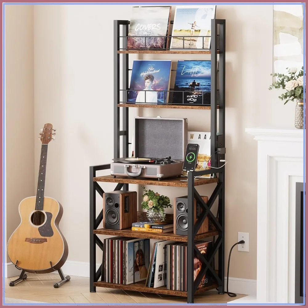Record Player Stand with Power Outlet, 5-Tier Vinyl Storage Rack for LP Albums, Media Cabinet for Living Room Music Corner
Record Player Stand with Power Outlet, 5-Tier Vinyl Storage Rack for LP Albums, Media Cabinet for Living Room Music Corner