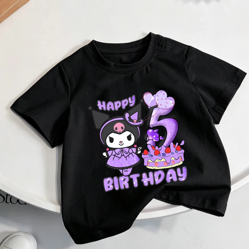 Футболка Kuromi Baby Happy Birthday для девочек, черные футболки с милым принтом для малышей, летние футболки с короткими рукавами, детская одежда, подарок
Футболка Kuromi Baby Happy Birthday для девочек, черные футболки с милым принтом для малышей, летние футболки с короткими рукавами, детская одежда, подарок