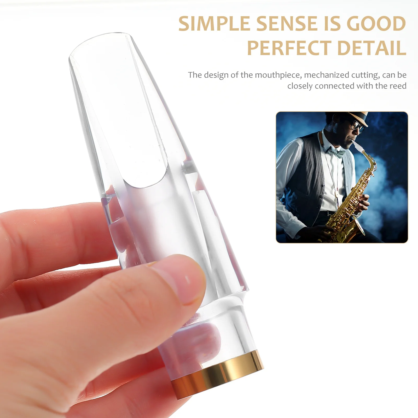 1pc Alto Saxophone Mouthpiece White Professional Metal Ring Design High-Quality Abs Durable Precision Mechanized Cutting Reed
1pc Alto Saxophone Mouthpiece White Professional Metal Ring Design High-Quality Abs Durable Precision Mechanized Cutting Reed