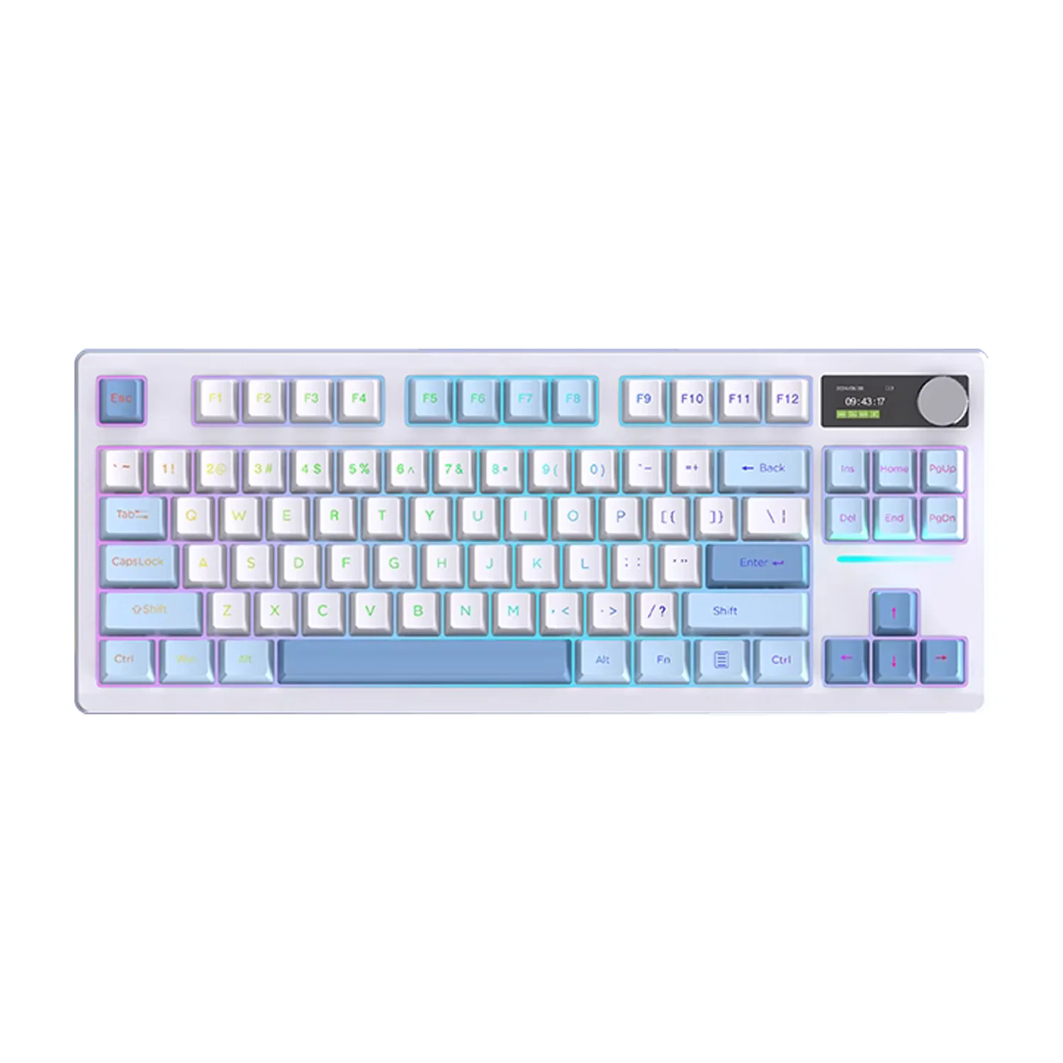 FG87 3mode Wired and Wireless RGB Mechanical Keyboard With Display Screen and Knob Hot Swappable Gasket Gaming Keyboard
FG87 3mode Wired and Wireless RGB Mechanical Keyboard With Display Screen and Knob Hot Swappable Gasket Gaming Keyboard