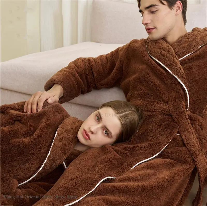 Осень-зима, двусторонний коралловый флис, мужской длинный халат, кимоно для пары, халат, одежда для сна, фланелевая домашняя одежда большого размера, домашняя одежда 
Осень-зима, двусторонний коралловый флис, мужской длинный халат, кимоно для пары, халат, одежда для сна, фланелевая домашняя одежда большого размера, домашняя одежда