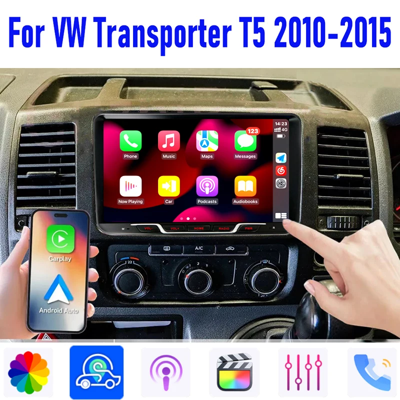 9 дюймов для VW Transporter T5 2010-2015, автомобильный радиоприемник Carplay Apple Android 13, интеллектуальная система, мультимедийный плеер, GPS BT FM
9 дюймов для VW Transporter T5 2010-2015, автомобильный радиоприемник Carplay Apple Android 13, интеллектуальная система, мультимедийный плеер, GPS BT FM