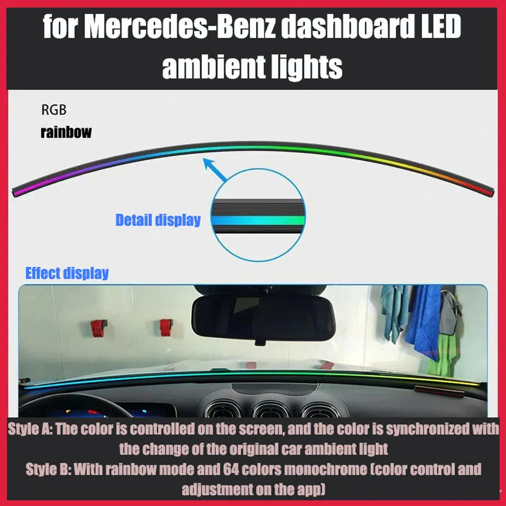 For Mercedes-Benz A/B/C/GLC/E/GLE/GLS/S Class w205 w206 w213 x253 w156LED dashboard ambient light 64 color rainbow ambient light
For Mercedes-Benz A/B/C/GLC/E/GLE/GLS/S Class w205 w206 w213 x253 w156LED dashboard ambient light 64 color rainbow ambient light