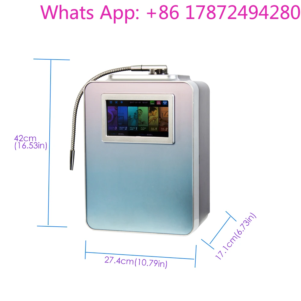 7 Inch Color Screen Water Ionizer Purifier ORP-850 pH 2.5-11.2 Alkaline Acid Water Generator
7 Inch Color Screen Water Ionizer Purifier ORP-850 pH 2.5-11.2 Alkaline Acid Water Generator