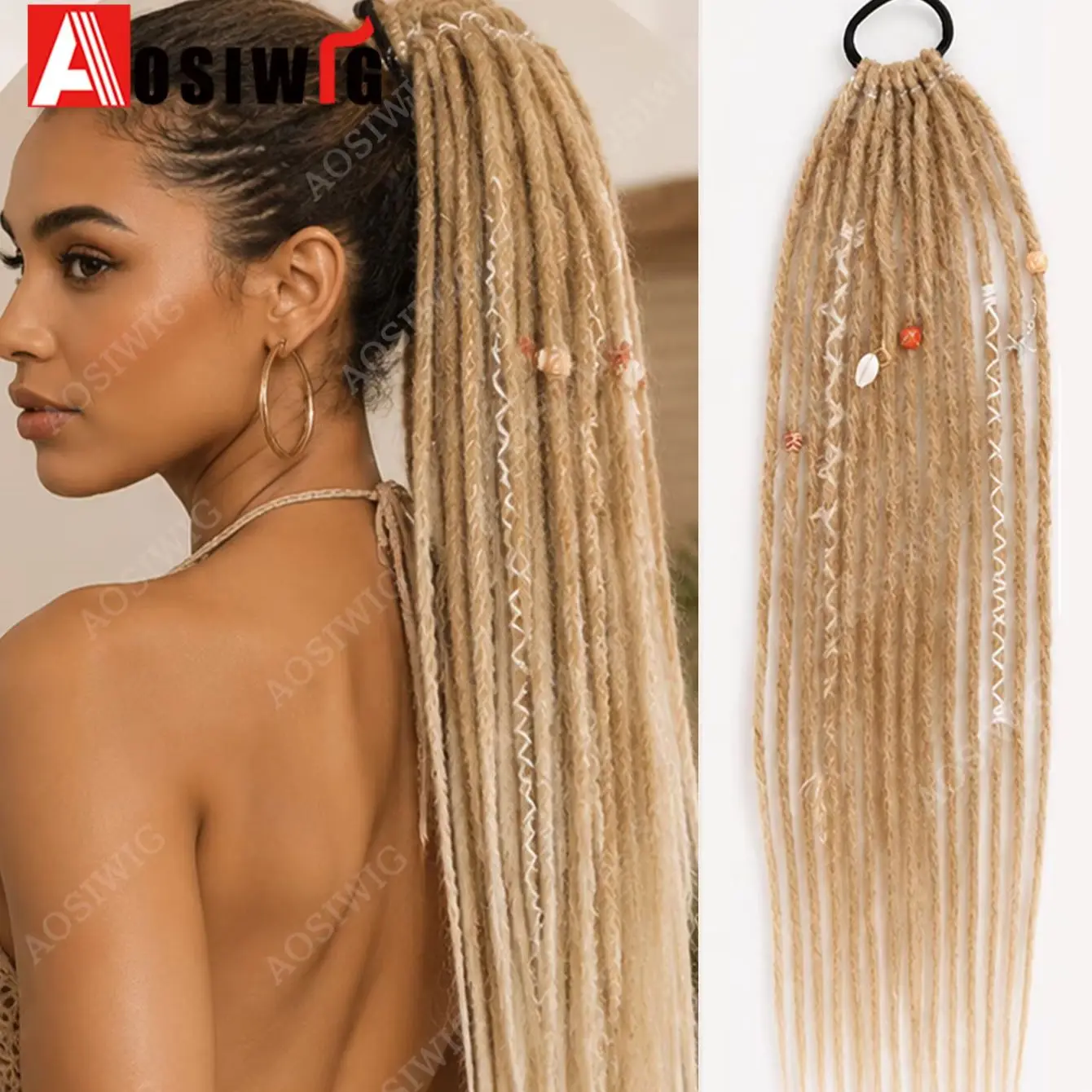 Women Boho Faux Locs Ponytail Hair Extension Long Dreadlock Synthetic Hairpiece With Beads Festival Y2K Hippie Style 60cm
Women Boho Faux Locs Ponytail Hair Extension Long Dreadlock Synthetic Hairpiece With Beads Festival Y2K Hippie Style 60cm